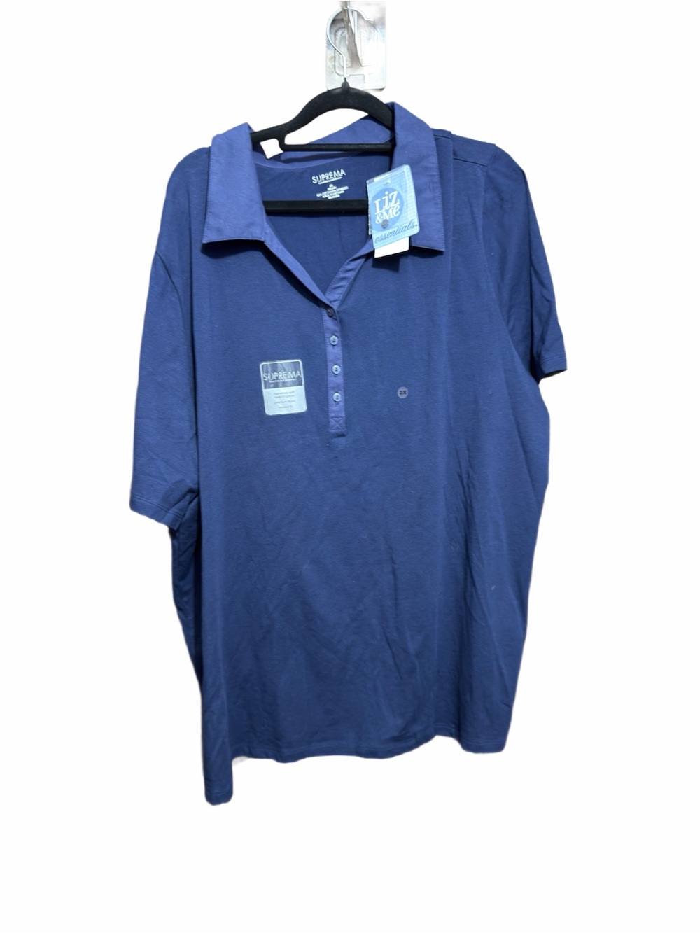 Blue Suprema Stretch-cotton Polo Top Size XXL